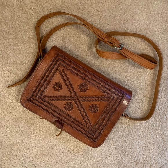 Handbags - Genuine Leather Handmade Crossbody - Tan/brown
